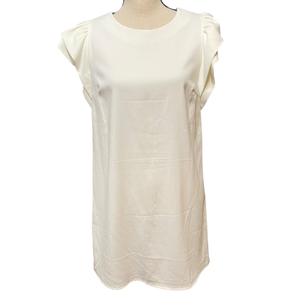 NWT Mustard Seed White Ruffle Sheath Summer Spring Mini Dress Event Women's M